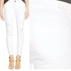 PAIGE Verdugo Crop Distressed White Skinny Jeans!